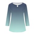 thumbnail image 6 of Women Tops under $5! Cagogo 3/4 Length Sleeve Tshirts Shirts for Women Dressy Gradient Color Loose Fit Tunic Tops Summer Trendy Keyhole Crewneck Fashion Cute Basic Tee Shirts Clothes, 6 of 6