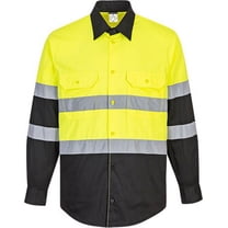 Portwest E066 Mens Reflective Two-Tone Hi-Vis Long Sleeve Work Shirt Yellow/Navy, 3X-Large