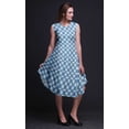 thumbnail image 3 of Bimba Robe Midi Évasée d'Été Sans Manches à Imprimé Floral et Géométrique Bleue Shibori pour Femmes - Petit, 3 of 6
