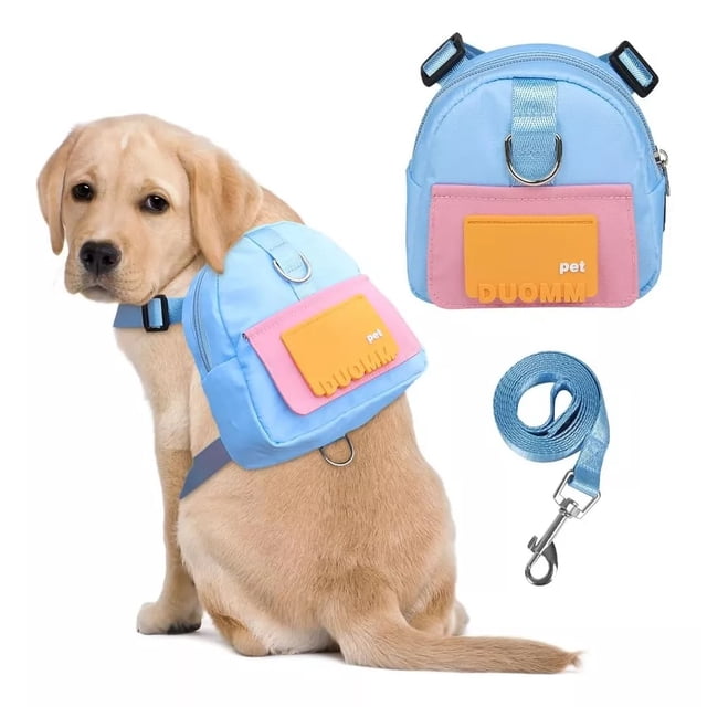 Pechera Arnés Para Perros Ajustable Con Mochila Con Correa
