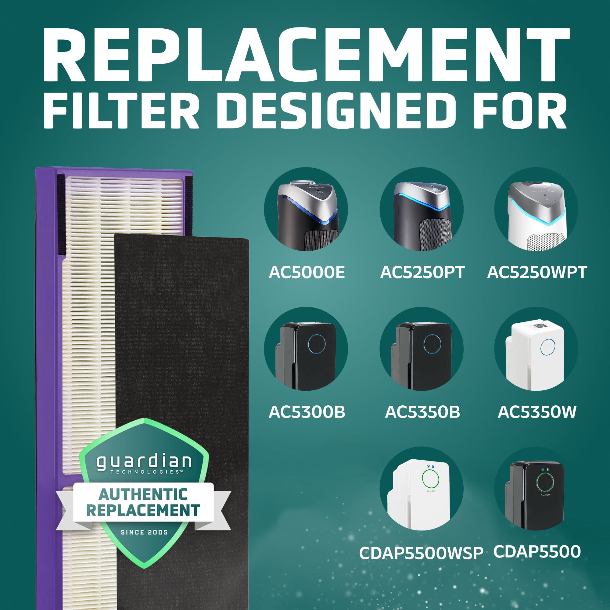 GermGuardian Air Purifier Replacement Filter C, FLT5250PT, HEPA Pet Pure for AC5000 Series