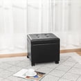 thumbnail image 6 of Homebeez Leather Storage Ottoman with Steerable Rolling Wheels, Square Small Foot Rest Stool Tufted Cube Footstool with Hinged Lid, Black, 6 of 7