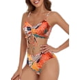 thumbnail image 1 of Women Cute High Waisted Bikini Set Lace Up Ruched Two Piece Swimsuits Push Up Swimwear for Teen Girls Plus Size Modest, 1 of 3