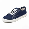 thumbnail image 2 of Pandaie Women's Fashion Sneakers Low Top Walking Running Tennis Shoes Lace up Non Slip Canvas Flats for Work Casual Daily Footwear Blue,6, 2 of 8