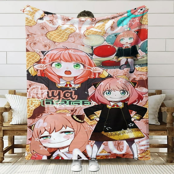 Spy x family anya Soft Cozy flannel blanket Gifts for Fans Lover Girls Boys Women Present Hoodie Him Bed 60"x80"
