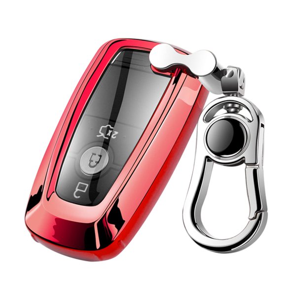 Car Key Fob Cover,Compatible with Ford F-150 F-250 F-350 Ecosport Edge Explorer Fusion Mustang Key Fob Silicone TPU Protective Case Holder Shell wih Keychain