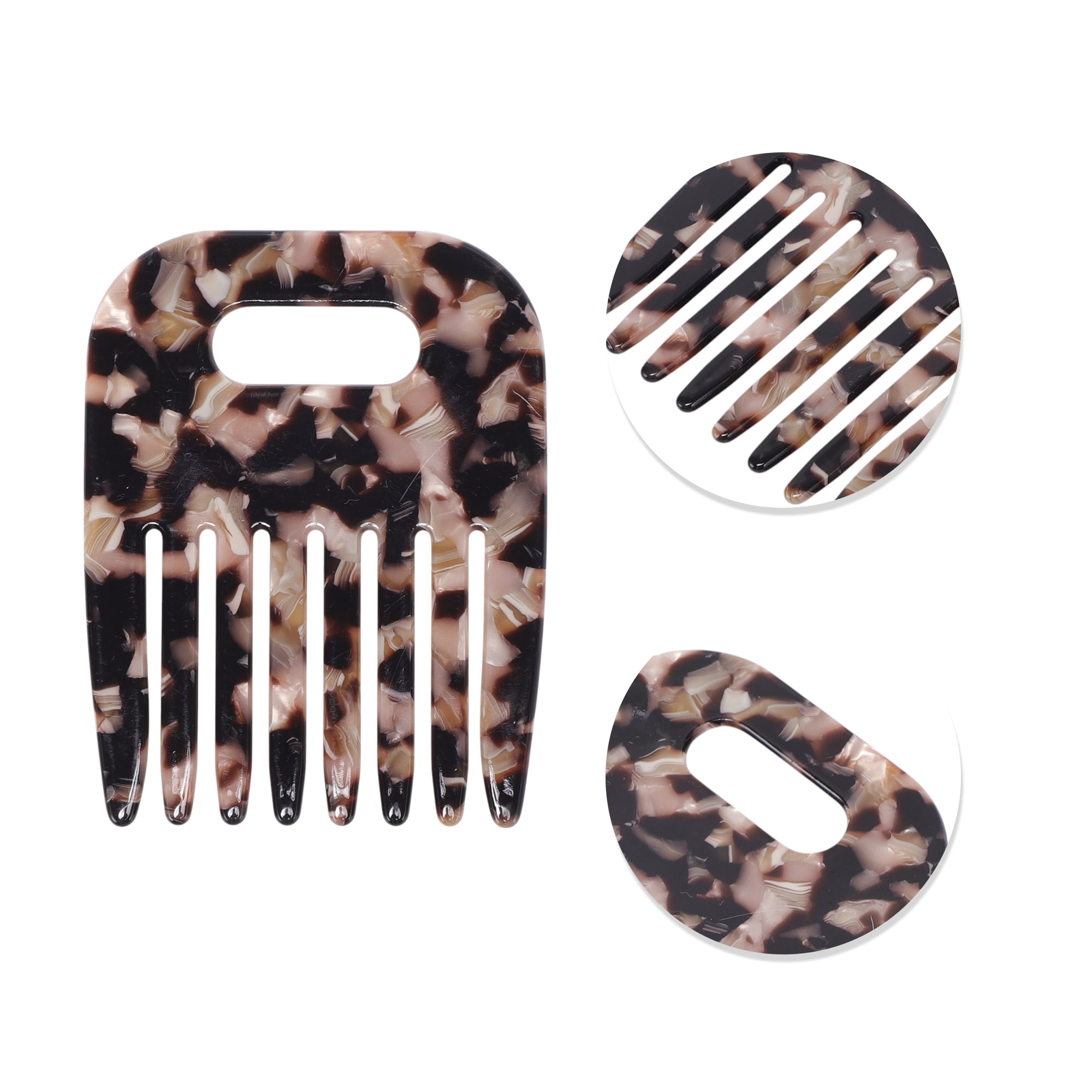 Unique Bargains 1 Piece Women Durable Vintage Acetate Comb for Curly Hair Colorful
