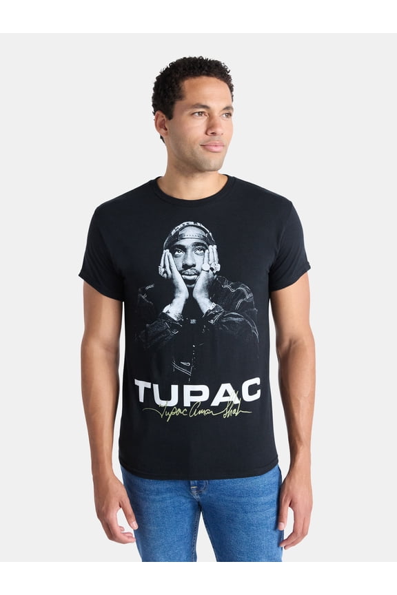 2Pac Men's and Big Men's Tupac Shakur Signature Cotton Graphic Tee, Sizes S-3XL