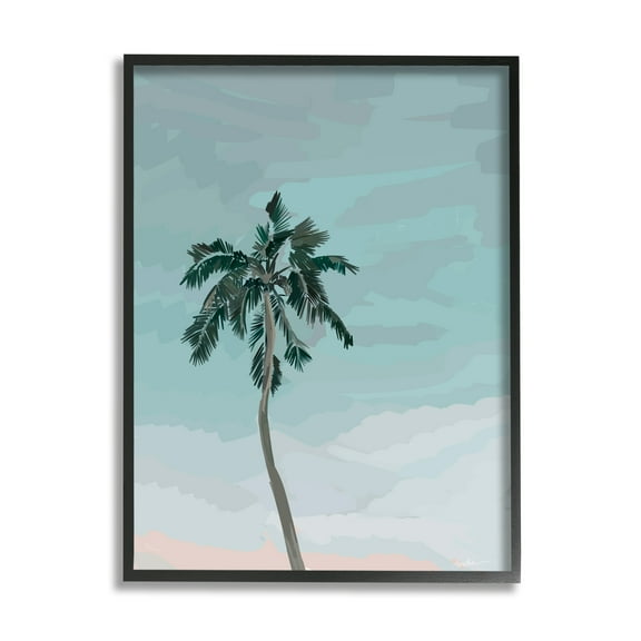 Stupell Industries Tropical Palm Tree Sky Botanical & Floral Painting Black Framed Art Print Wall Art, 11 x 14