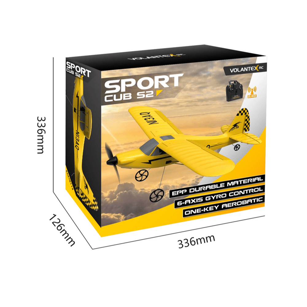 VOLANTEX RC Plane Sport Cub S2 Remote Control Aircraft 2.4G 3CH RC Airplane for Beginners (Yellow)