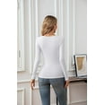 thumbnail image 3 of VICHVVY Women's Scoop Neck Long sleeve Shirts Ribbed Slim Fitted Casual Basic Top Blouses Fall Winter White M, 3 of 6