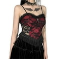 thumbnail image 5 of Women Gothic Style Camisole, Red Black Sweetheart Neckline Lace Hem Spaghetti Strap Tank Tops, 5 of 9