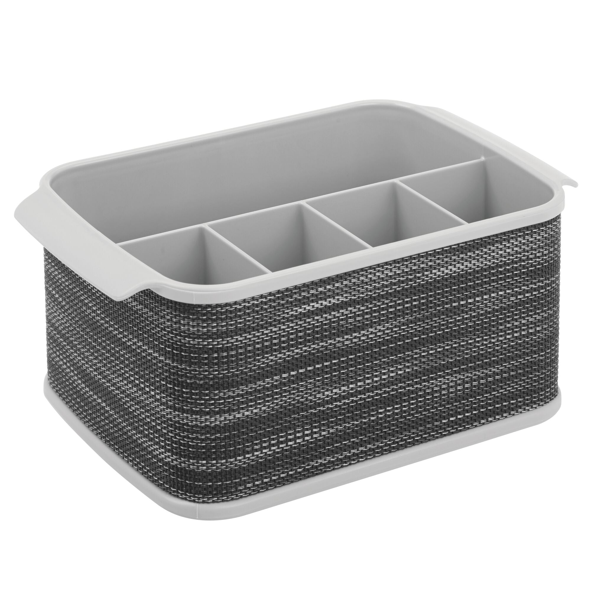Light Gray Basket Organizer for Forks mDesign Plastic Cutlery Storage Organizer Caddy Bin Spoons Indoor or Outdoor Use Napkins Kitchen Cabinet or Pantry Knives Tote with Handle 