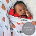 thumbnail image 4 of LollyBanks Baby Muslin Swaddle Blanket, Barn Prints Farm Theme, Unisex for Boys and Girls- 100% Muslin Cotton, 47"x47", 1 Pack, 4 of 7