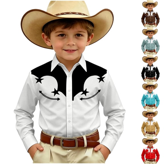 Girls Tshirts Western Casual Long Sleeve Print Shirt Button Up Top Girls Tops White 10-11 Years