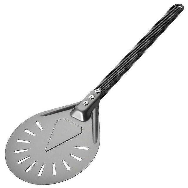 Turning Pizza with 8 inch Aluminum Round Pizza Paddle, 23.6 inch Overall, Outdoor Pizza Oven Access