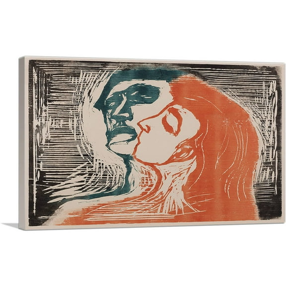 ARTCANVAS Head to Head 1905 Canvas Art Print by Edvard Munch - Size: 26" x 18" (0.75" Deep)