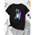 thumbnail image 4 of Women's Casual Dinosaur Graphic T-Shirt - Comfy Summer Short Sleeve, White Crew Neck with Double-Headed Dinosaur Print, Lightweight Polyester Blend, Perfect for Casual Attire, Dinosaur Clothes, 4 of 8