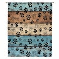 thumbnail image 2 of Light Blue Brown Sheer Curtains 54 Inches Long, Rustic Farmhouse Dog Paw Vintage Light Filering Curtains, Breathable Simi Curtain Privacy Drapes for Kitchen Bathroom Small Window Treatment, 2 of 9
