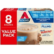 Atkins Gluten Free Protein-Rich Shake, Milk Chocolate Delight, Keto Friendly, 11 fl oz, 8 Count