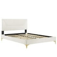 thumbnail image 5 of Platform Bed Frame, Tufted, King, White, Velvet, Mid Century Bedroom, Modern Contemporary Boutique HB35629, 5 of 8
