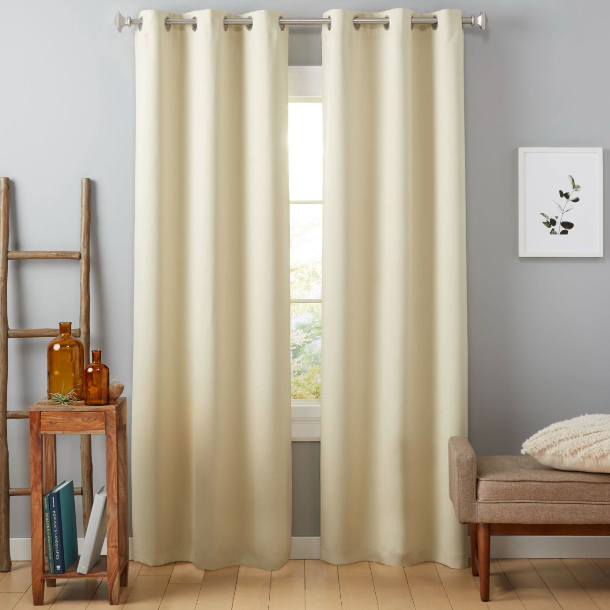 Estate View™ Seville Solid Room Darkening Grommet Top Curtain Panel Pair, 38"x96", Cream