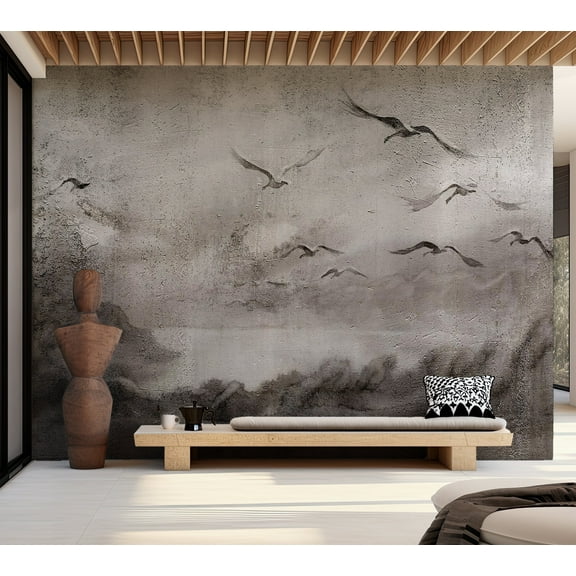 Landscape Wallpaper Wall Mural - Swan Flight