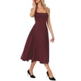 thumbnail image 4 of Women Sleeveless Square Neck Midi DressSwing A Line Party Wedding Guest Dresses Elegant Classy L Wine Red, 4 of 6