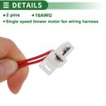 thumbnail image 4 of Conector del arnés de cableado del resistor del ventilador Unique Bargains para TOYOTA MATRIX 2003-2008, cable de conector de motor de ventilador de 2 pines, 2 piezas de terminales, 1 juego, 4 of 7