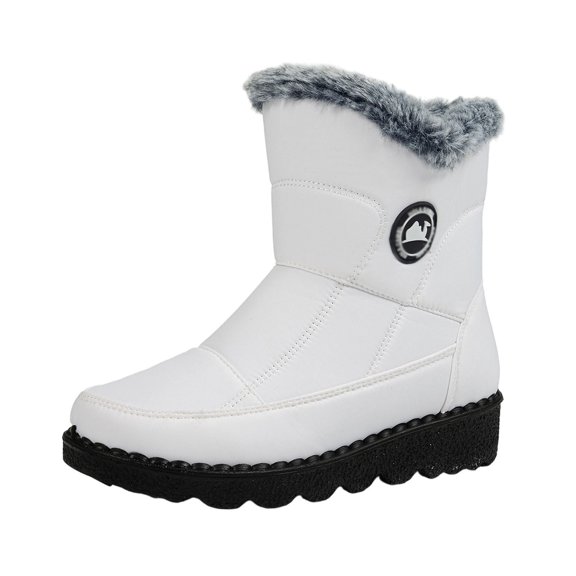 Water Mid Calf Winter Boots for Women with Warm Easy Side Zipper - Tread Cold Weather Outdoor Footwear