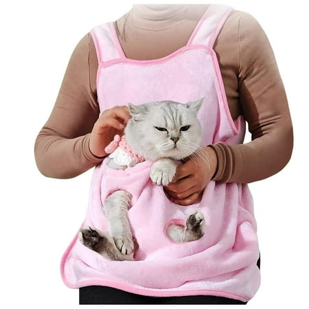 BABSMULY Adjustable Cat Apron Carrier with Holes  Pet Cat and Dog Carrying Sleeping Bag Sling Cat Carrier for Small Animals(Pink)