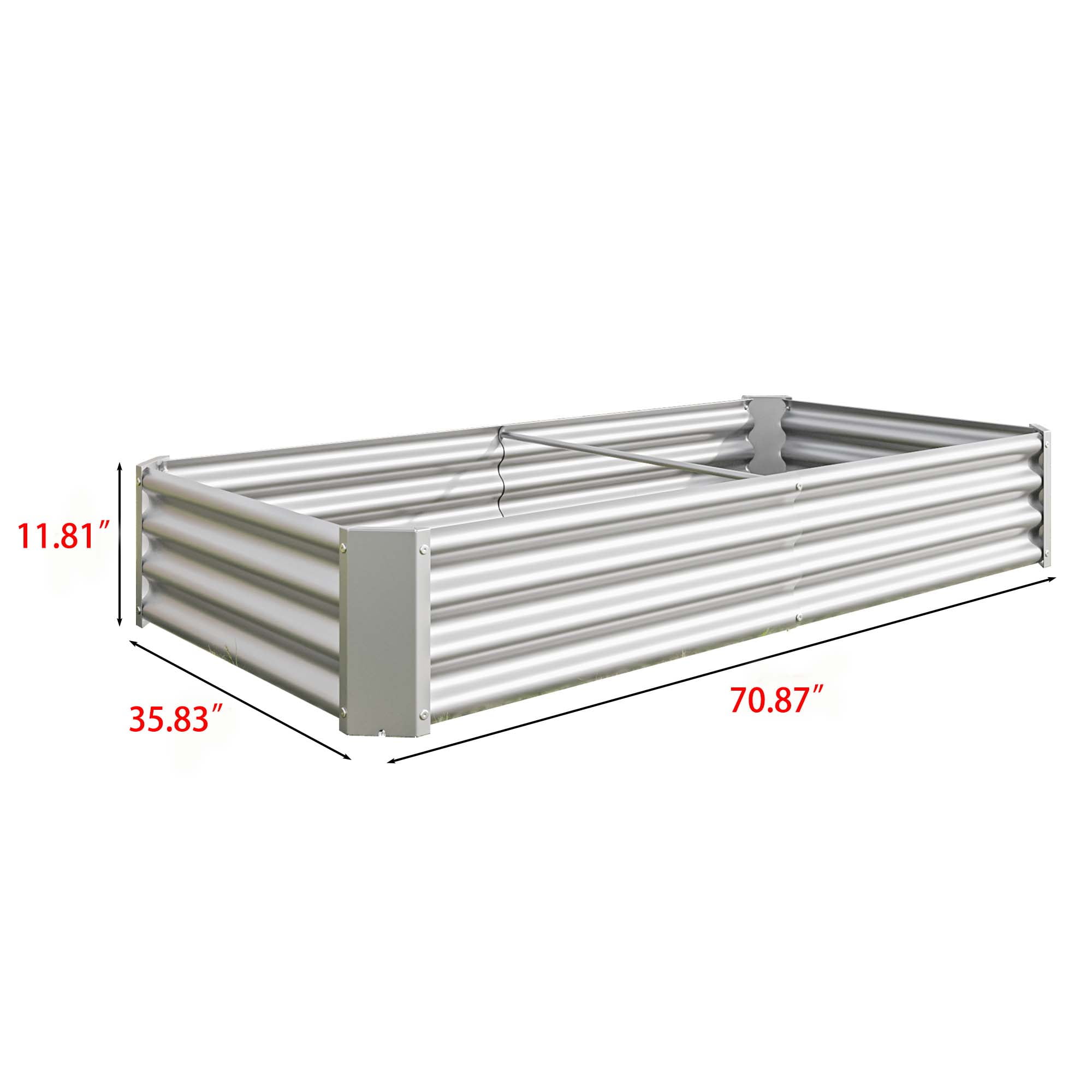 Aukfa Raised Garden Bed Outdoor, Large Heavy Metal Planter Box Steel Kit for Vegetables Flowers Herb, 6 ft x 3 ft, Silver
