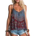 thumbnail image 4 of BODOAO Women's Spaghetti Strap Tank Top Paisley Print V Neck Flowy Camisole Loose Fit Boho Sleeveless Casual Summer Cami Top for Beach Vacation Festival Wear Red L, 4 of 8