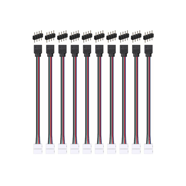 20 Pzs Conector Broche Con Cable 4 Pines Macho Tiras Led Rgb