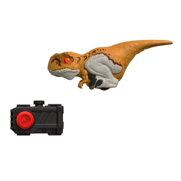 Jurassic World Dominion Uncaged Click Tracker Atrociraptor Figure Interactive Motion & Sound, Clicker Control, Orange Stylized Dinosaur Toy, Kids Gift Kids Ages 4 Years & Up