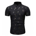 thumbnail image 1 of Camisa de manga corta con estampado de ramitas ajustadas para negocios con botones casuales para hombres Pompotops  oipoqjl47677, 1 of 4