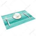 thumbnail image 3 of 4/6 Pcs Placemat Table Mat Turquoise Wooden Board Printed For Tables Heat-insulation Linen Cotton Kitchen Dining Pads Set, 3 of 7