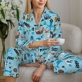 thumbnail image 6 of Fuzoiu Animal Pirate Print Women's Long-Sleeved Pajama,Lounge Button Down Nightwear,Womens Notch Collar Pajama Set-Medium, 6 of 7