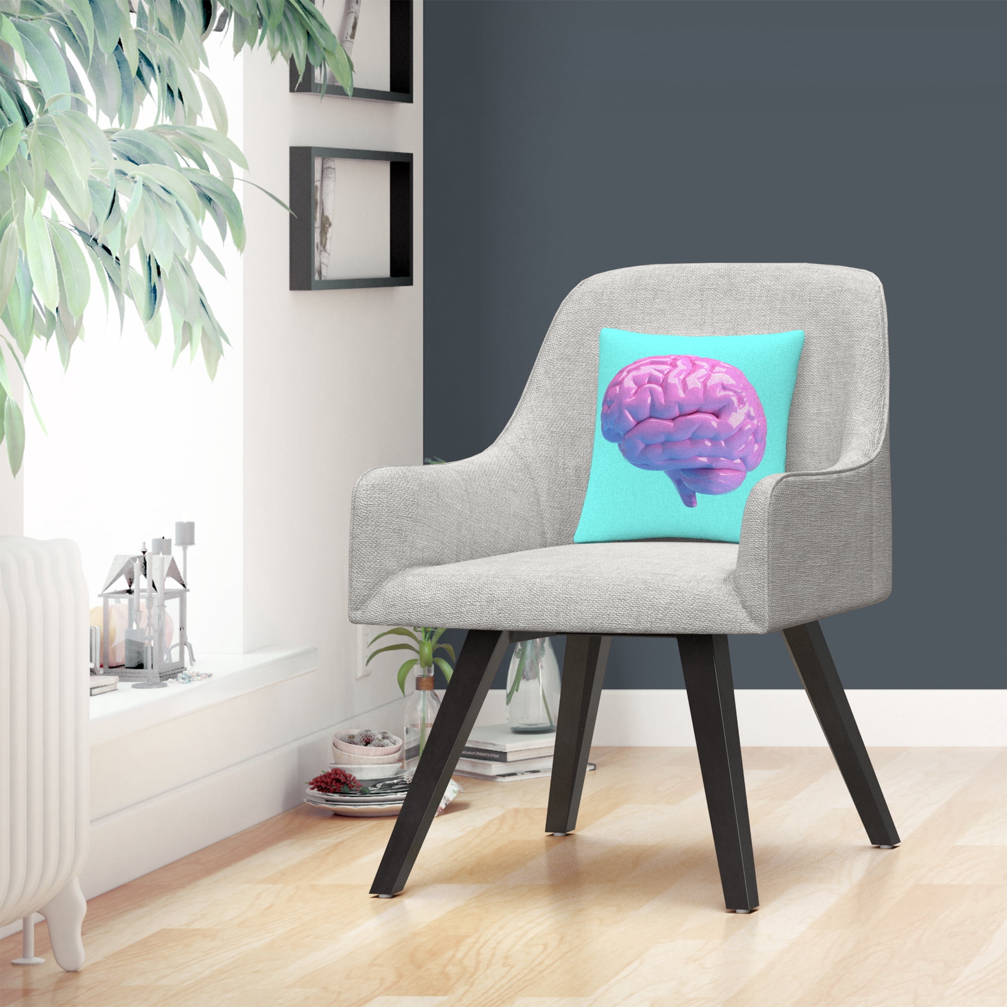 Modern 3D Pink Brain By Abc 16 X 16 Decorative Throw Pillow