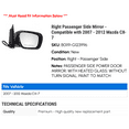thumbnail image 2 of Right Passenger Side Mirror - Compatible with 2007 - 2012 Mazda CX-7 2008 2009 2010 2011, 2 of 2