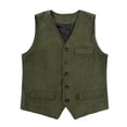 thumbnail image 4 of Ceisia Men's Corduroy Vest Vintage Single Breasted V-Neck Waistcoat with Pockets Retro Suit Tank Gifts for Father, 4 of 8