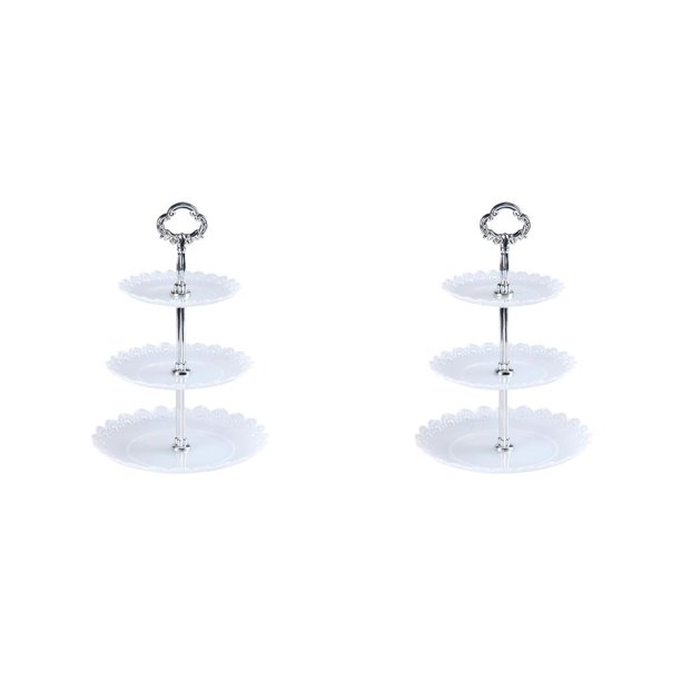 Matsuzay Soporte de plástico para cupcakes de 3 niveles, de postre, mini pasteles, torre de exhibición de dulces de frutas para fiesta Type1 NO1