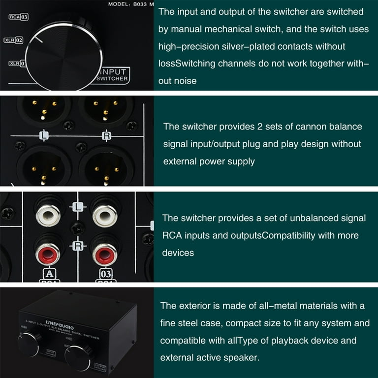 3 Input to 3 Output Fully Balanced XLR Signal Passive Stereo