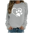 thumbnail image 2 of HOMBOM Gray Sweatshirts for Women Trendy Loose Fashion Pullover Crew Neck Tops Casual Heart Dog Paw Print Long Sleeve Sweatshirt, 2 of 6