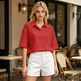 thumbnail image 3 of Dresfit Womens Golf Shirts Button Down Polo Shirts 2026 Summer Short Sleeve Collared Back To School T Shirts Loose Solid Plus Size Tennis Tops L, 3 of 5