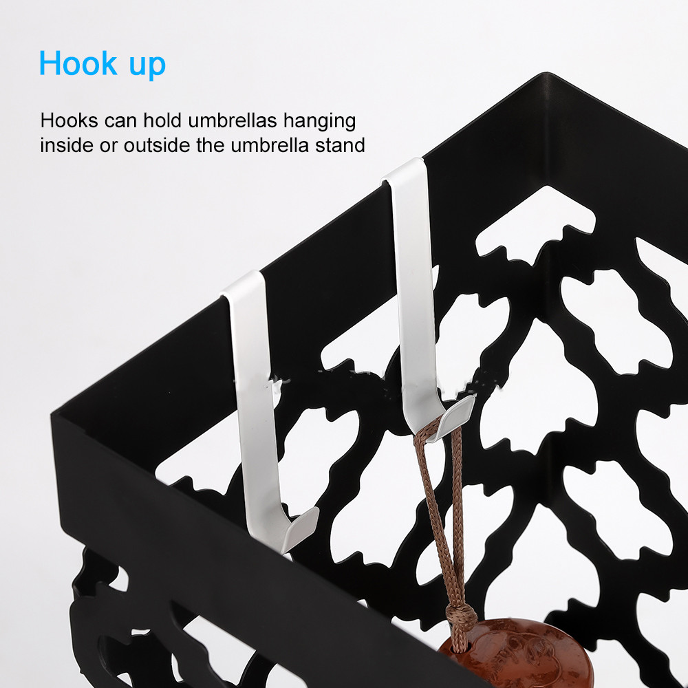Square Umbrella Stand Rack Metal Umbrella Holder with Drip Tray For Home Office Decoration,Black