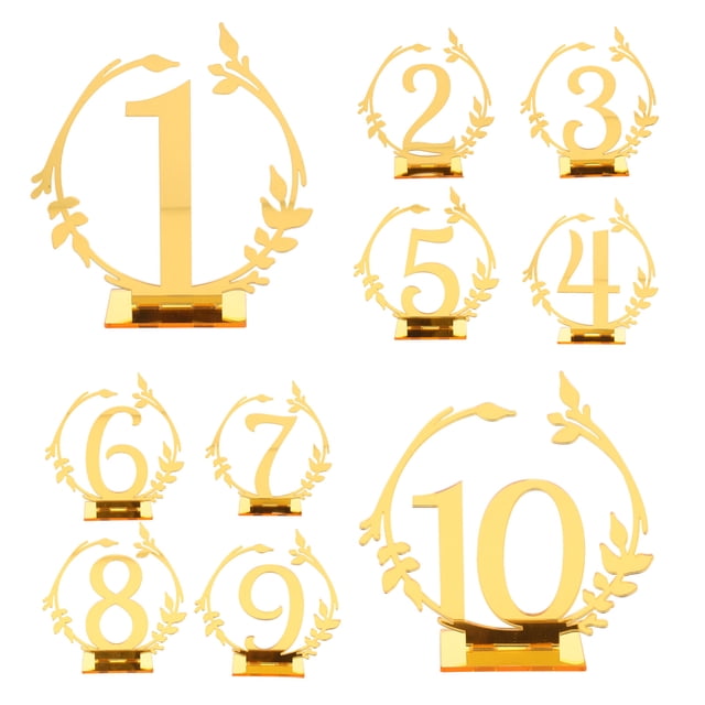 Miangastore Acrylic Golden Table Sign for Seating Arrangement 10Pack 4.1x4.1x1.6In