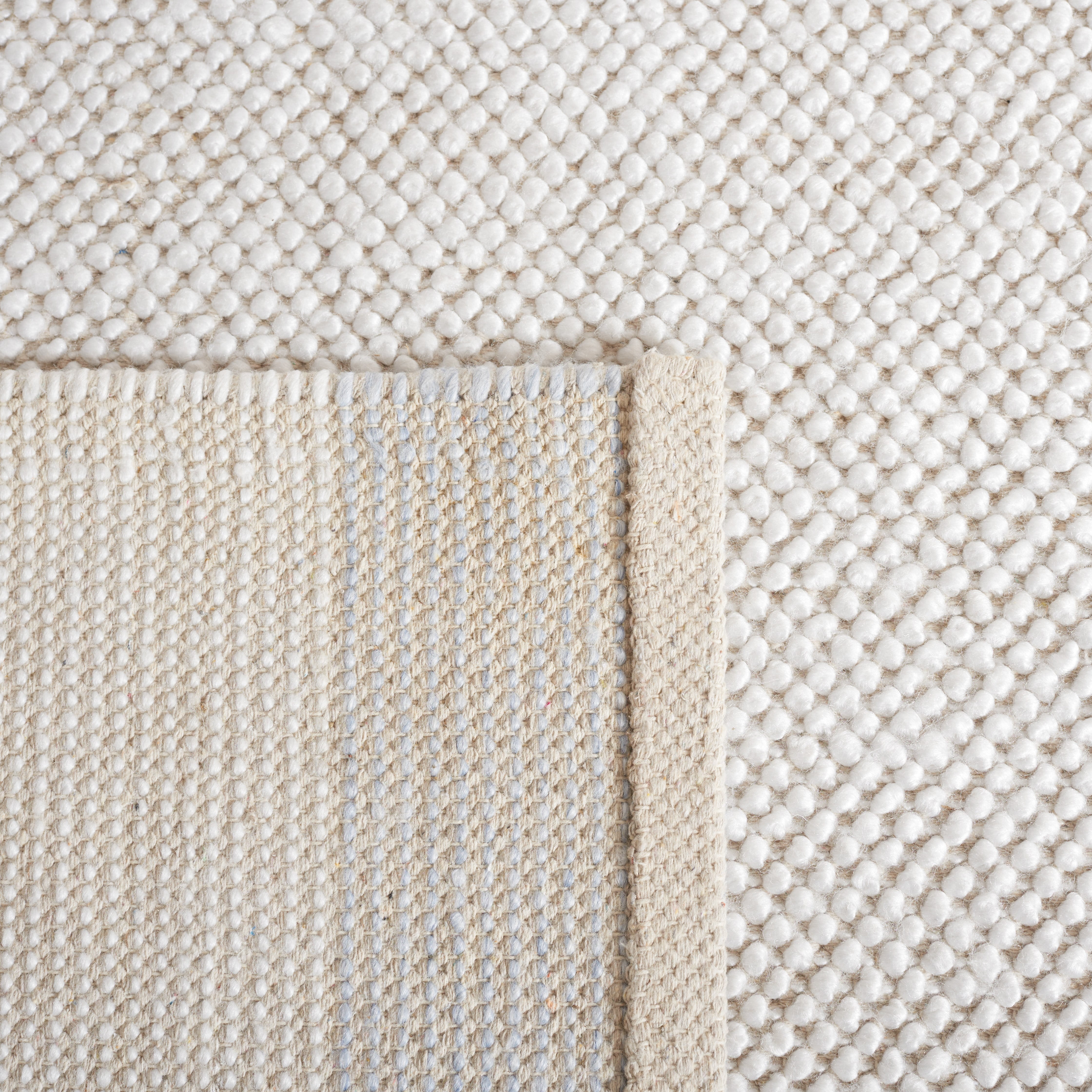 SAFAVIEH Natura Marina Striped Wool Area Rug, Ivory/Light Blue, 4' x 6'