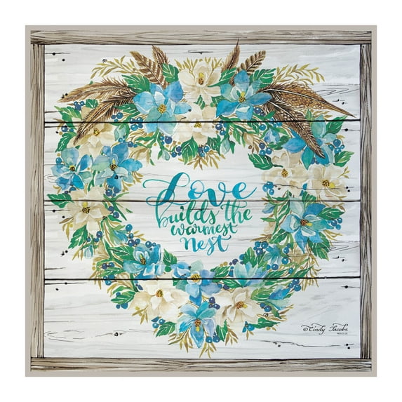 Gango Home Decor Country-Rustic Love Builds the Warmest Nest by Cindy Jacobs (Printed on Paper); One 12x12in Unframed Paper Poster