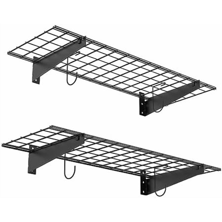 2 Pack Garage Wall Shelves, 15" x 45" Wall Mounted Wire Shelves for Garage Heavy Duty Wall Shelving(Pack of 2, Black)